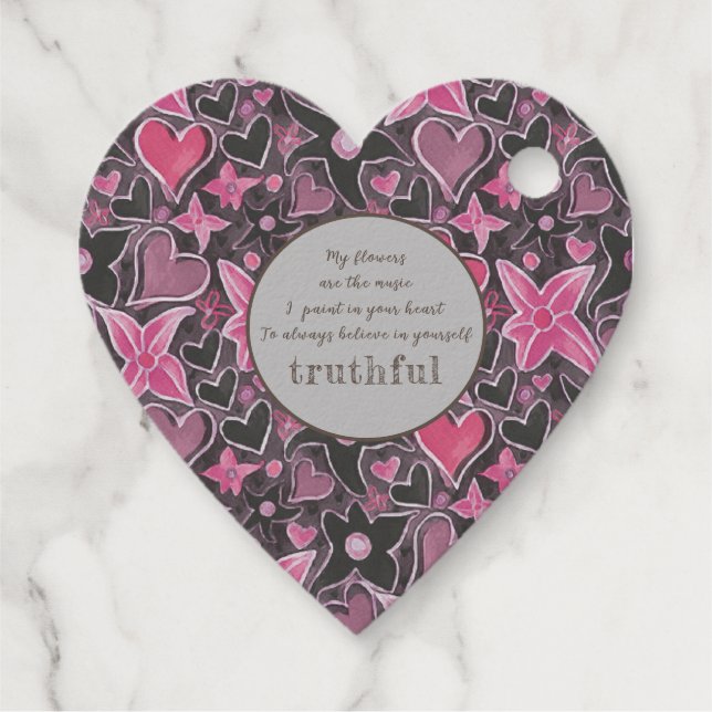 Unique Heart&Flowers Pattern Foil Favour Tag (Back)