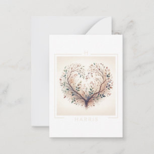 Unique Heart Monogram Flat Note Card