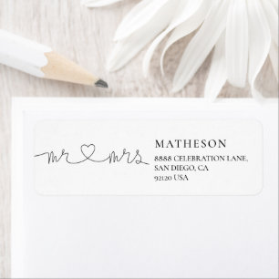 Unique heart script Mr and Mrs Return address