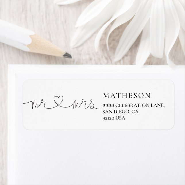 Unique heart script Mr and Mrs Return address  (Insitu)