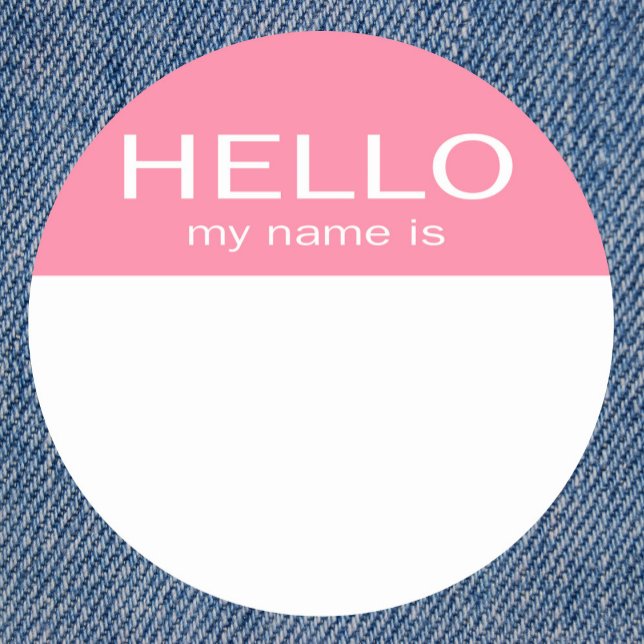 Unique Hello My Name Is - Baby Pink Classic Round Sticker (Creator Uploaded)