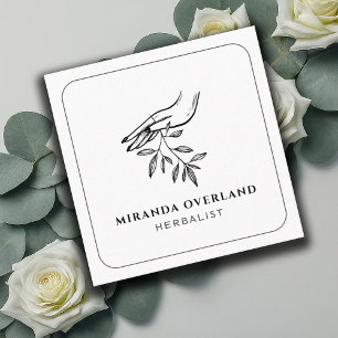 Unique Herbalist Naturopath Botanical Leaves Square Business Card