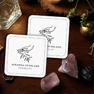 Unique Herbalist Naturopath Botanical Leaves  Square Business Card