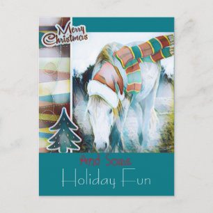 Unique Highland Pony Santa Holiday Art Greeting