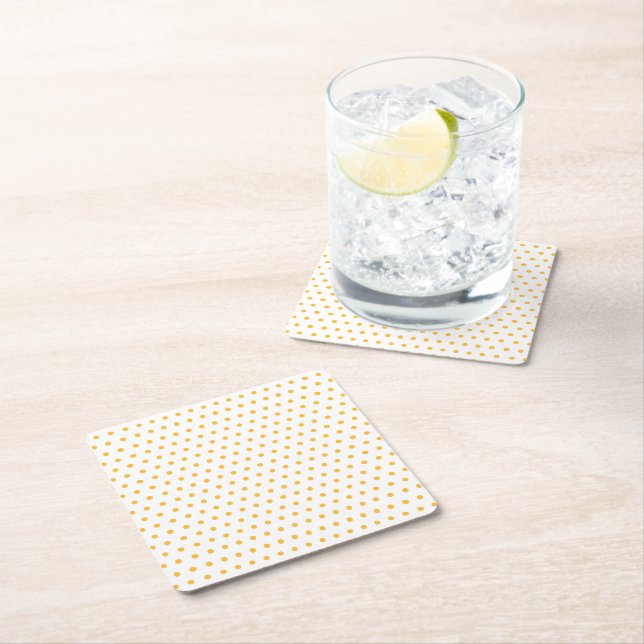 Unique Hip Summer Polka Dots Pattern Square Paper Coaster (Insitu)
