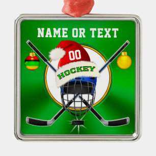 Unique Hockey Christmas Ornaments, Personalised Metal Tree Decoration