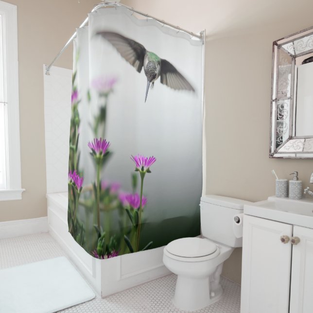 Unique Hummingbird Shower Curtain (In Situ)