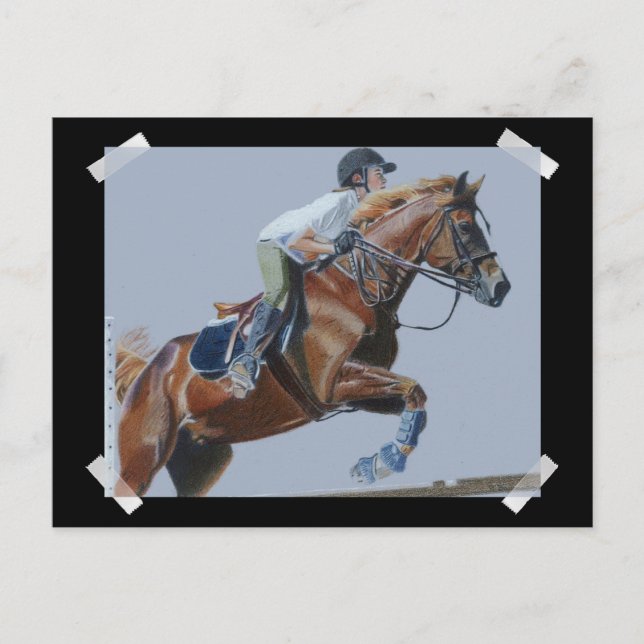 Unique Hunter/Jumper Painting Postcard (Front)