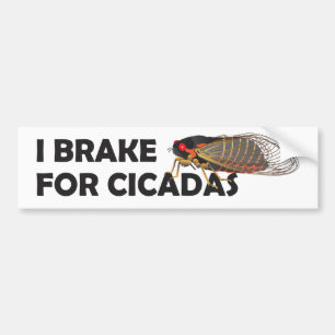Unique "I Brake for Cicadas" Bumper Sticker