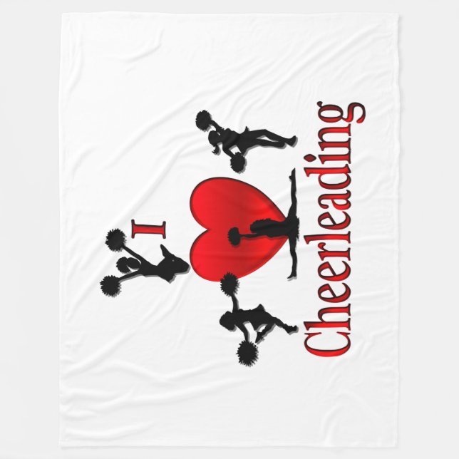 Unique I Heart Cheerleading Fleece Blanket (Front)
