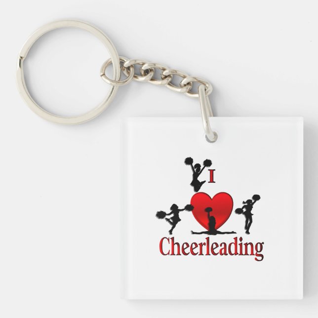 Unique I Heart Cheerleading Key Ring (Front)