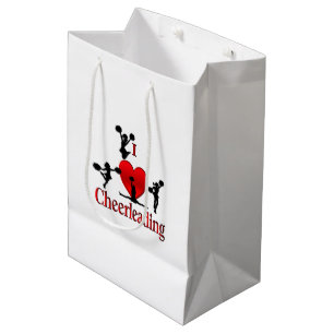Unique I Heart Cheerleading Medium Gift Bag