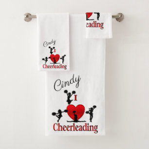 Unique I Heart Cheerleading Personal Bath Towel Set
