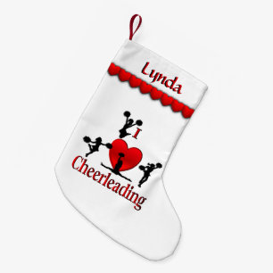 Unique I Heart Cheerleading Personalised Small Christmas Stocking