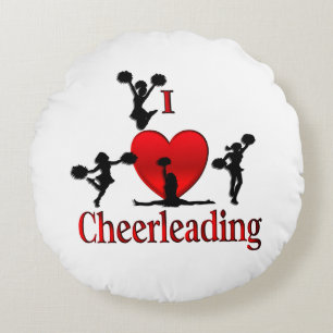 Unique I Heart Cheerleading Round Cushion