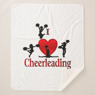 Unique I Heart Cheerleading Sherpa Blanket