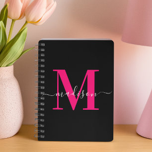 Unique Initial Name l Bold Pink & Black Typography Planner