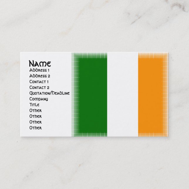 Unique Irish Flag Design Business Cards (Front)