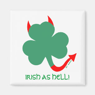 Unique Irish Shamrock Devil Horns Spiked Tail Magnet