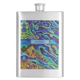 Unique Irridescent Abalone Sea Shell  Hip Flask