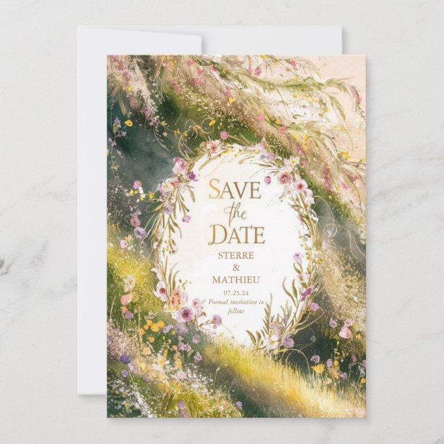 Unique Joyful Wildflower Wedding Save The Date (Front)