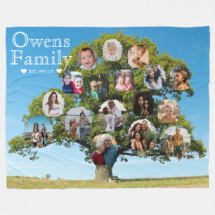 Unique Keepsake Gift   Custom Family Tree Photo Fleece Blanket
