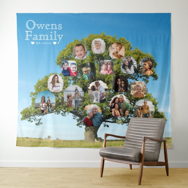 Unique Keepsake Gift | Custom Family Tree Photo Tapestry (In Situ (Horizontal))