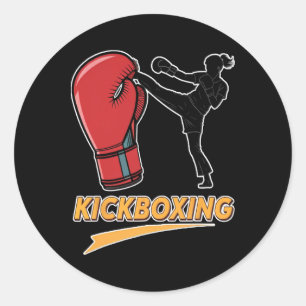 Unique Kickboxing Boxing Glove Design Classic Round Sticker