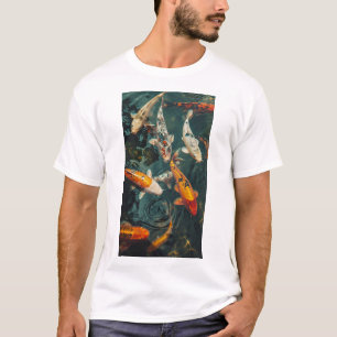 Unique Koi Fishes Swimming Upstream - Colourful T- T-Shirt