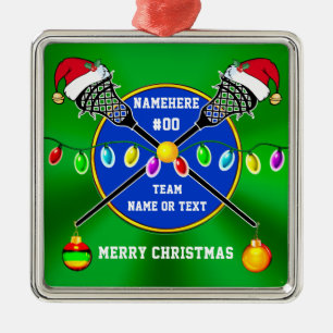 Unique, Lacrosse Christmas Ornaments, Personalized Metal Tree Decoration