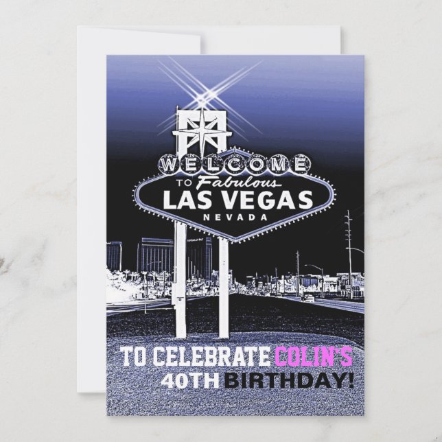 Unique Las Vegas Birthday Party Invitation (Front)