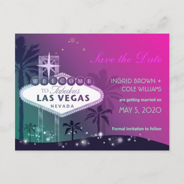 Unique Las Vegas Strip Wedding Save the Date Announcement Postcard (Front)