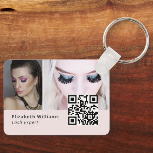 Unique Lash Expert Business Card with QR Code Key Ring
