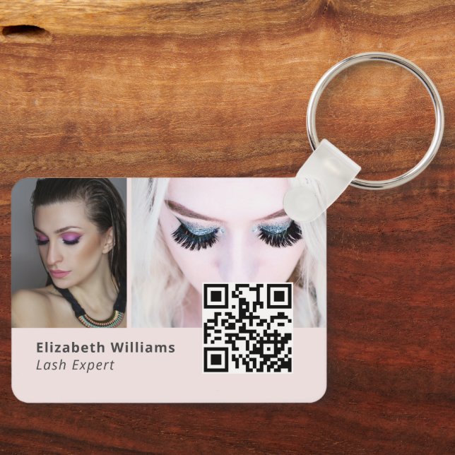 Unique Lash Expert Business Card with QR Code Key Ring (Front)