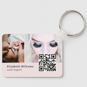 Unique Lash Expert Logo Business Card with QR Code Key Ring