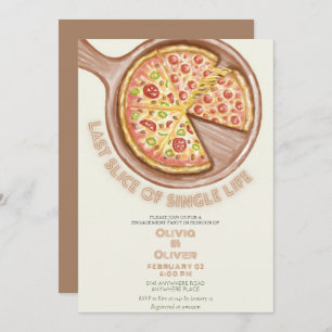 Unique last slice of single life engagement party invitation