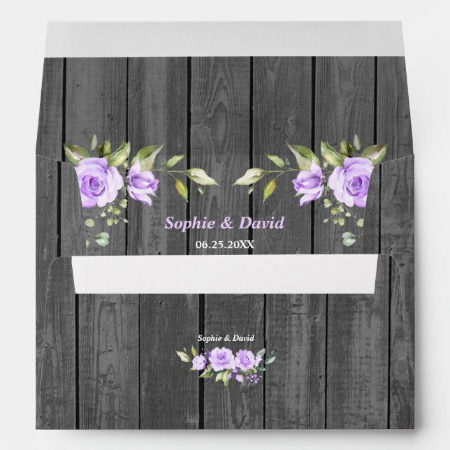 Unique Lavender Flowers Wedding Return Address Envelope (Back (Bottom))