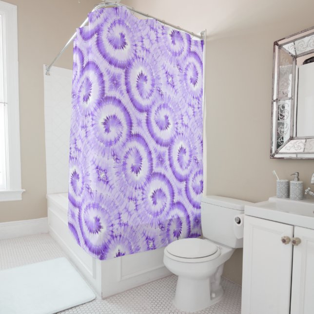 Unique Lavender Swirl Pattern Shower Curtain (In Situ)