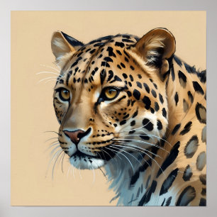 Unique Leopard Painting Jungle Animal Art Poster