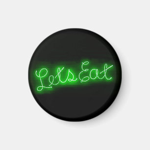Unique Let's Eat Vintage Neon Sign in Green Magnet