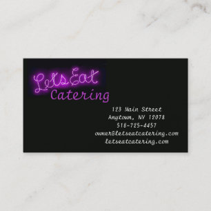 Unique Let's Eat Vintage Neon Sign in Purple Business Card