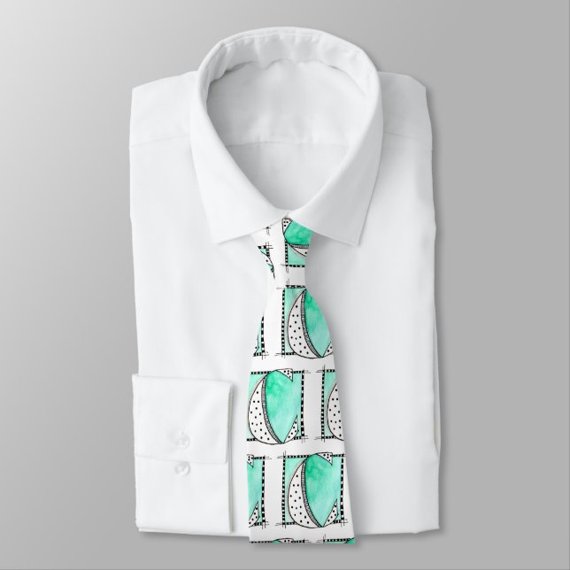 Unique Letter C Initial Teal Tie (Tied)