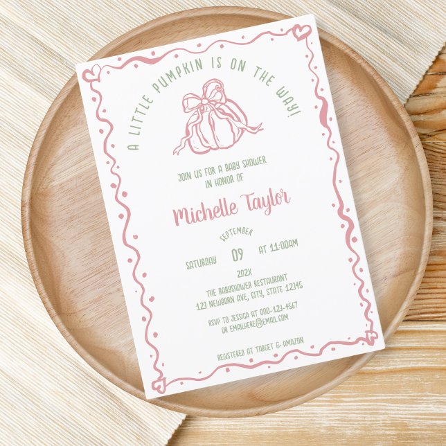 Unique Little Pumpkin Whimsical Fall Baby Shower Invitation (Creator Uploaded)