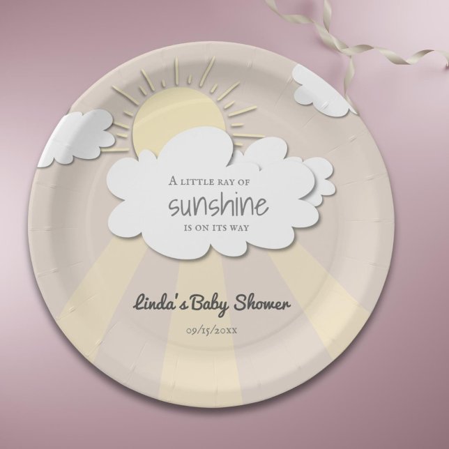 Unique Little Sunshine Neutral Baby Shower Paper Plate (Creator Uploaded)