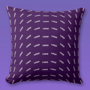Unique Logo or Any Uploaded Image Pattern   Purple Cushion