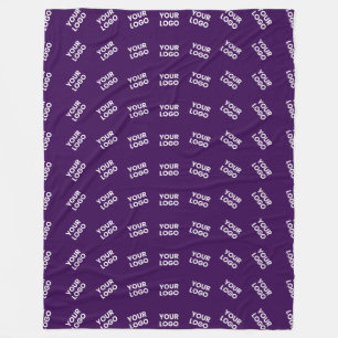 Unique Logo or Any Uploaded Image Pattern   Purple Fleece Blanket