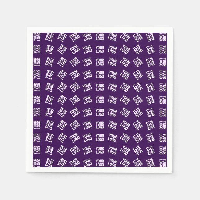 Unique Logo or Any Uploaded Image Pattern | Purple Napkin (Front)