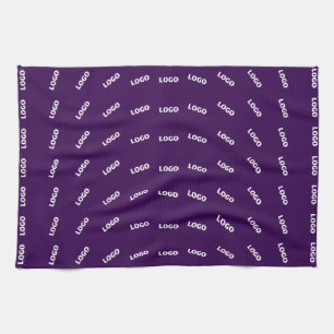 Unique Logo or Any Uploaded Image Pattern   Purple Tea Towel