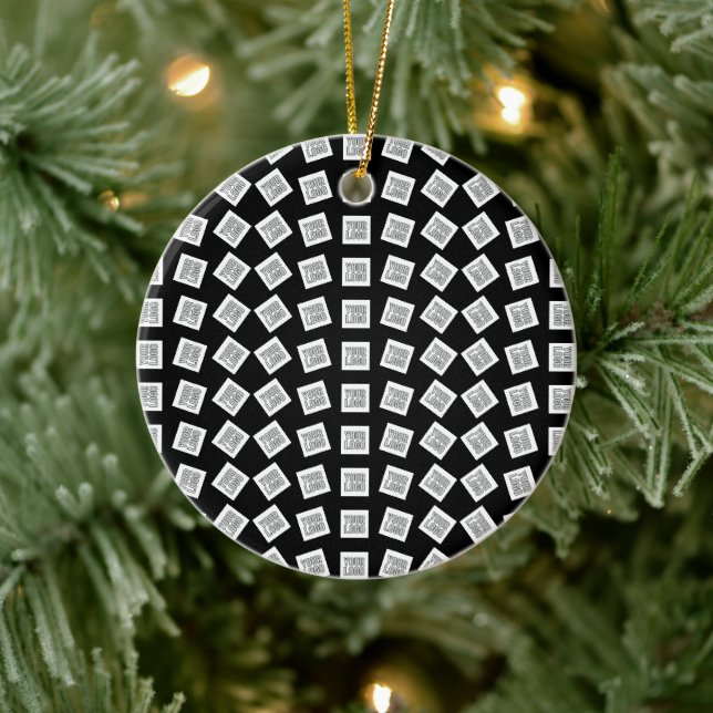 Unique Logo or Image Pattern | Black (editable) Ceramic Tree Decoration (Tree)