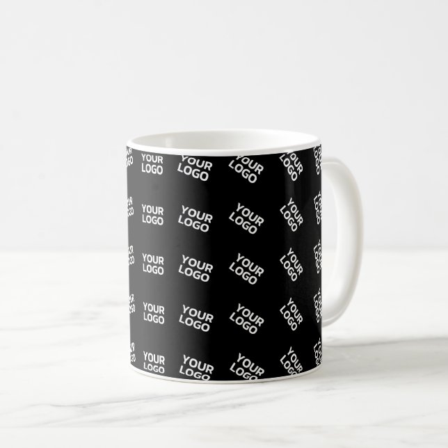 Unique Logo or Image Pattern | Black (editable) Coffee Mug (Front Right)